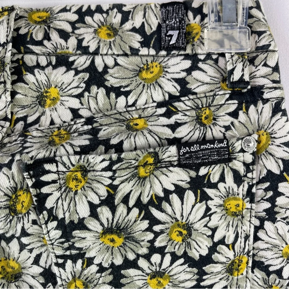 Seven 7 For All Mankind Skinny Jeans Black Daisy Floral Jeans Size 24 Stretchy - Picture 5 of 11